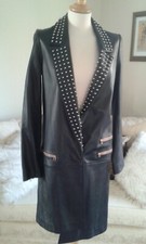 Thomas Wylde Black Leather Coat, Size Small / Medium