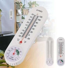 2Pcs Wall Thermometer Indoor Outdoor Mount Garden Greenhouse Home Humidity Meter