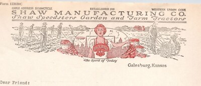 c1931 Vintage Letterhead - SHAW MANUFACTURING COMPANY Garden & Farm Tractors #3