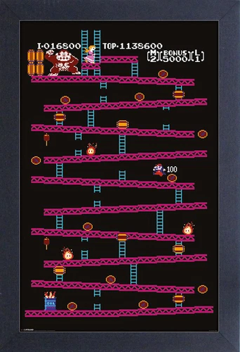 NINTENDO DONKEY KONG LEVEL 1 VIDEO GAME 13x19 FRAMED GELCOAT POSTER CLASSIC NES!
