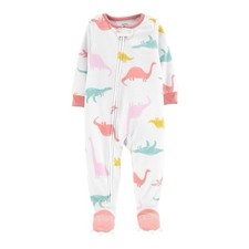 One Piece Fleece Zip Pajamas Pj's Footed Sleeper Dinosaur Cozy Soft Sleep 5T