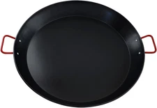 USA 10" Carbon Steel Coated Nonstick Paella Pan, Black, Red Handles