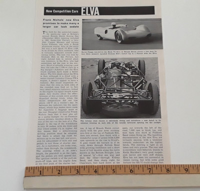 1962 ELVA MK VI SPORTS RACE CAR  ORIGINAL 1962 ARTICLE