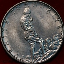 Uncirculated 1965 Turkey 2 1/2 Lira Stainless Steel Foreign Coin