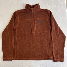 The North Face Mens Sweater Medium Orange Quarter Zip Fleece Pullover