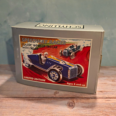 Schylling Collector Series Speedway Racer Wind-Up Tin Car w/ Driver, Ages 8-11