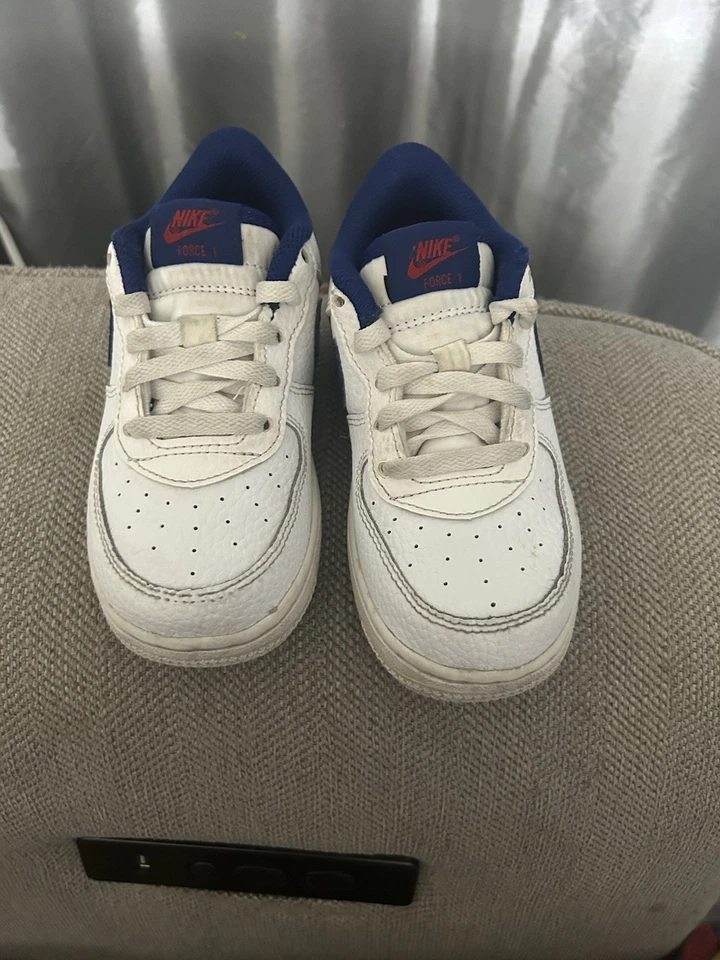Nike Force 1 Low White Deep Royal Blue toddler boys size 10c - Image 2 of 4