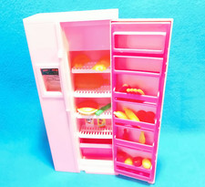 Vintage Barbie ARCO Pink Kitchen Refrigerator With Shelves  Food 1980's