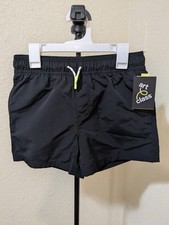 girls black mid thigh swim shorts size 10/12 uv protection added suppot inside