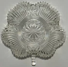 Federal Glass Shamrock Shaped Candy Nut Dish 6" Four Leaf Clover Vintage Clear