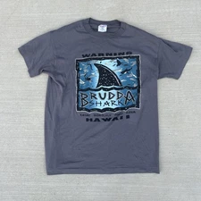 Vintage 90’s grey Brudda Shark Surfing T shirt Hawaii Surfwear Beachwear size L