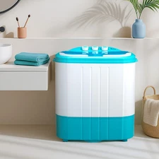 Zokop Compact Semi-Automatic Washing Machine Laundry Spin 10lbs Apartment Blue