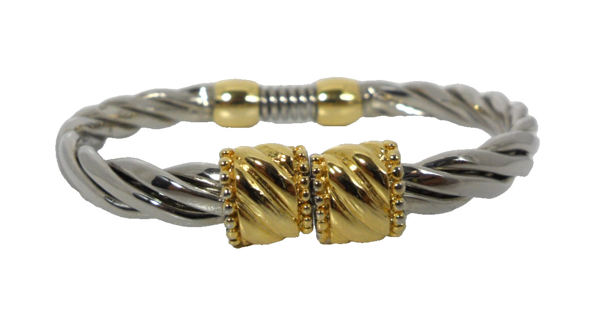 Celtic Torc Style Spring Hinged Bangle Bracelet T… - image 1