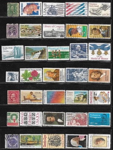 US United States Stamp Packet Mix of 35 Stamps off paper USA Collection used