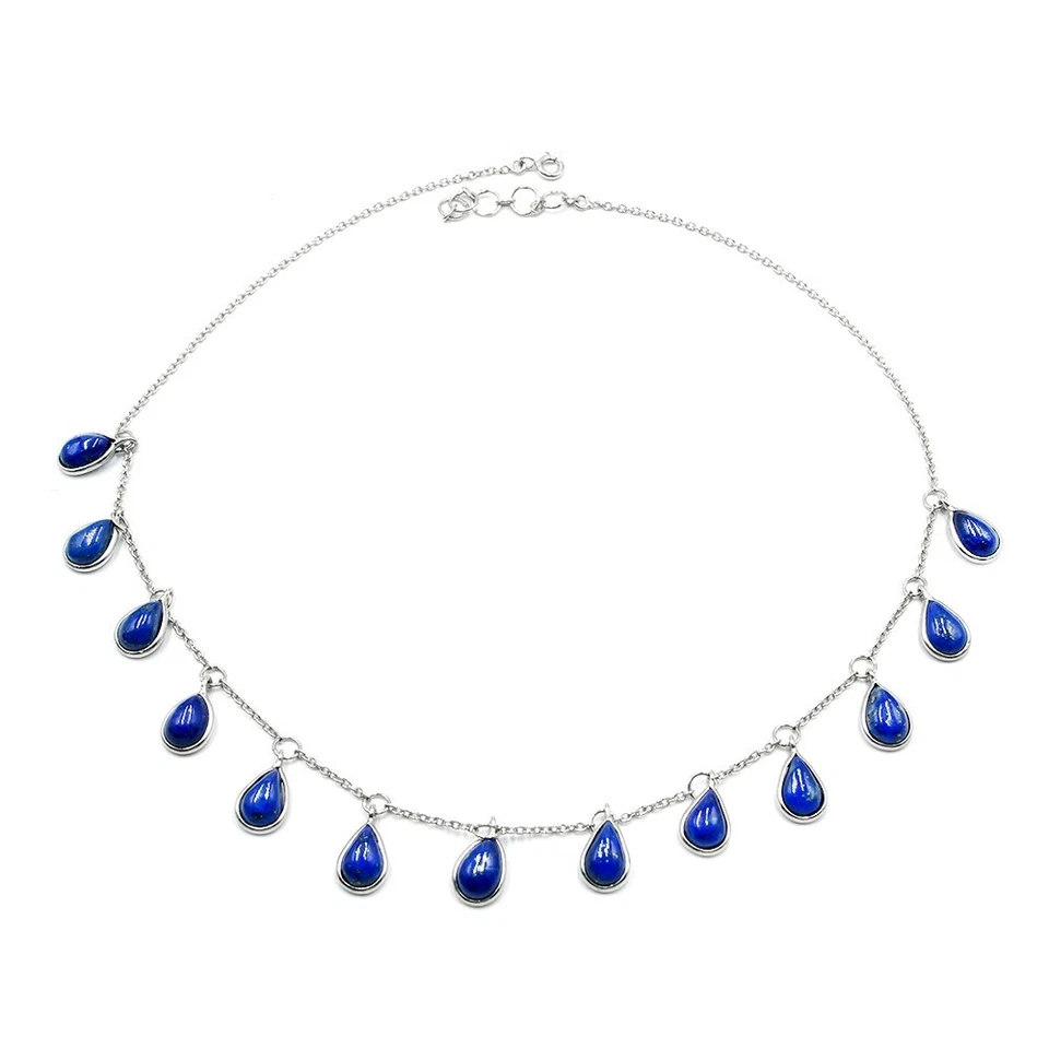 Collar de lapislázuli joyería de plata de ley 925, collar gargantilla minimalista Foto 3 de 3