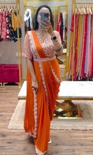 Bollywood Designer Sari Bridal Silk Saree Blouse South Indian Party Wear Saree