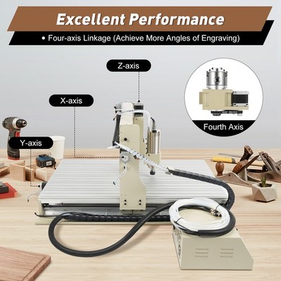 4 Achse 6090 CNC 2200W Fräsmaschine Graviermaschine USB Router VFD Engraver
