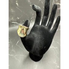Vintage Silver Tone Vermeil Concave Design Ring Size 6