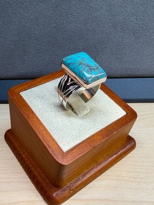 Jay King Sterlingsilber Kingman Türkis Südwesten Stil Solitär Ring Größe 9