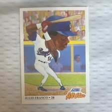 SCORE 1990 Score All Star Team Julio Franco #392 Texas Rangers Baseball Card