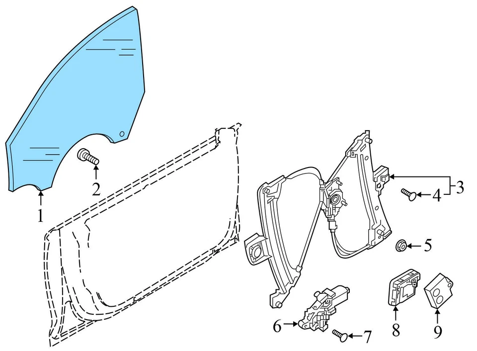2018 AUDI A5 QUATTRO - Front LEFT DOOR Window Glass 8W8845201 - Image 2 of 4