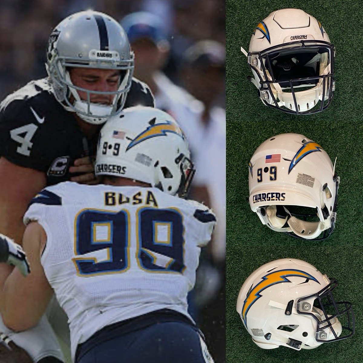 2016 SAN DIEGO CHARGERS JOEY BOSA GAME ISSUED / USED RIDDELL