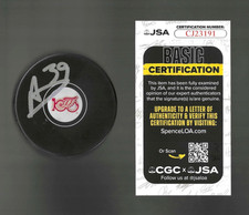Alex Nedeljkovic Signed Detroit Red Wings Centennial 100th Puck JSA COA