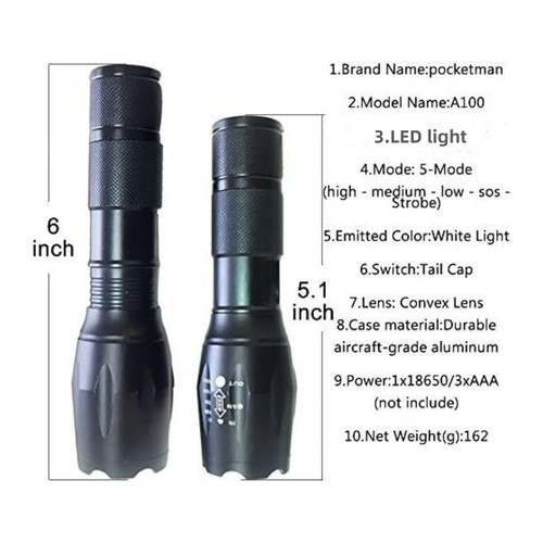 LED Flashlight high lumens Waterproof Zoomable Flashlights for Emergencies, 5... - Picture 4 of 8