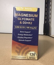 Totaria 9-in-1 Magnesium Glycinate 500mg Vitamin D3 5000 IU  K2 Complex 120 Ct