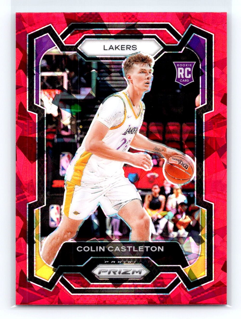 2023-24 Panini Prizm #287 Colin Castleton Prizms Red Ice RC Rookie
