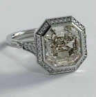 Asscher Cut 4CT Lab Created Diamond Octagon Vintage Halo Wedding Ring 925 Silver