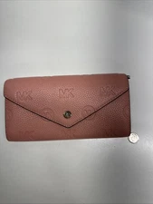 Michael Kors Envelope Wallet Jet Set Travel Logo Embossed Leather Primrose Large