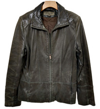 Andrew Marc New York Distressed Soft Black Le...