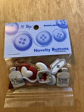 Dress It Up Novelty Buttons - Medical Themed- Sealed - 10 In Pkg.
