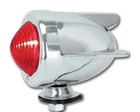 Winged Zeppelin Bullet Light Red Dual Filament Rear Stop and Tail Light Chrome