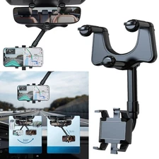 Universal 360 Rotation Car Rearview Mirror Mount Stand Phone Holder Bracket Clip