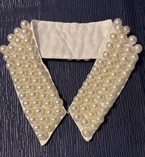 Retro Fashion 4 Row Faux Pearl Satin Collar Hook/Eye Fastener - 16 inch