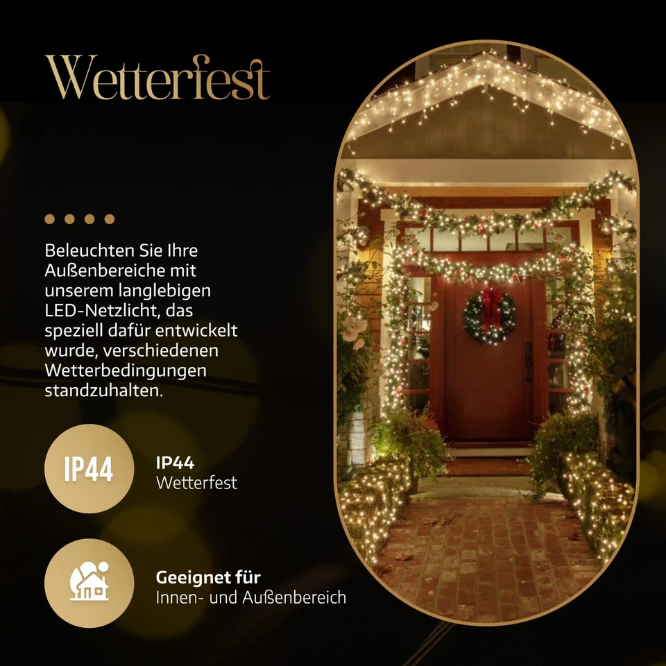 Meisterhome LED Lichternetz 240 LED Warmweiß 3x3m  Außen und Innen Weihnachten  - Bild 4 von 4