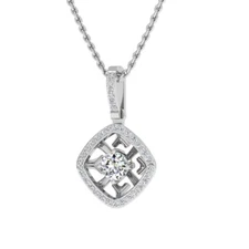 Round Shape Diamond Lab Grown CVD 0.43ct Pendant Necklace 14k White Gold