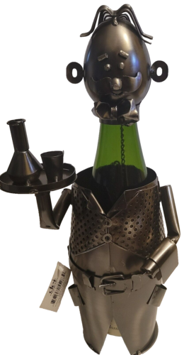 Metal Italian Waiter French Man Sculpture Wine Bottle Serving Tray Wine Glass - 第 1/7 張圖片