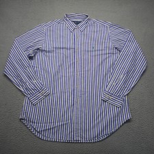 Ralph Lauren Shirt Mens Large 16.5 Blue White Striped Long Sleeve Classic Fit