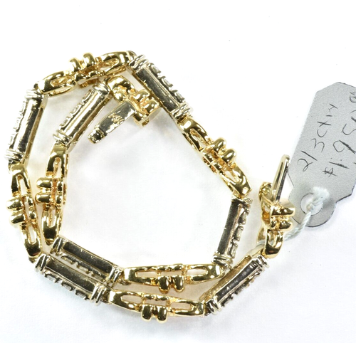 14 Karat Solid Gold , Natural DIAMOND link bracelet art deco style - Picture 10 of 21