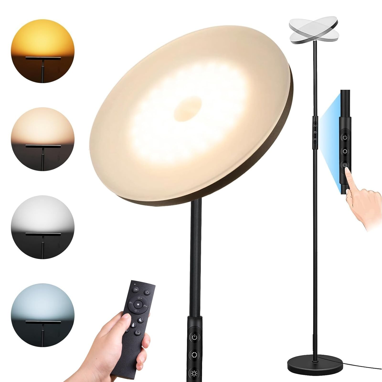Upgraded 36W 3600LM Super Bright LED Torchiere Floor Lamp for Living Room-image
