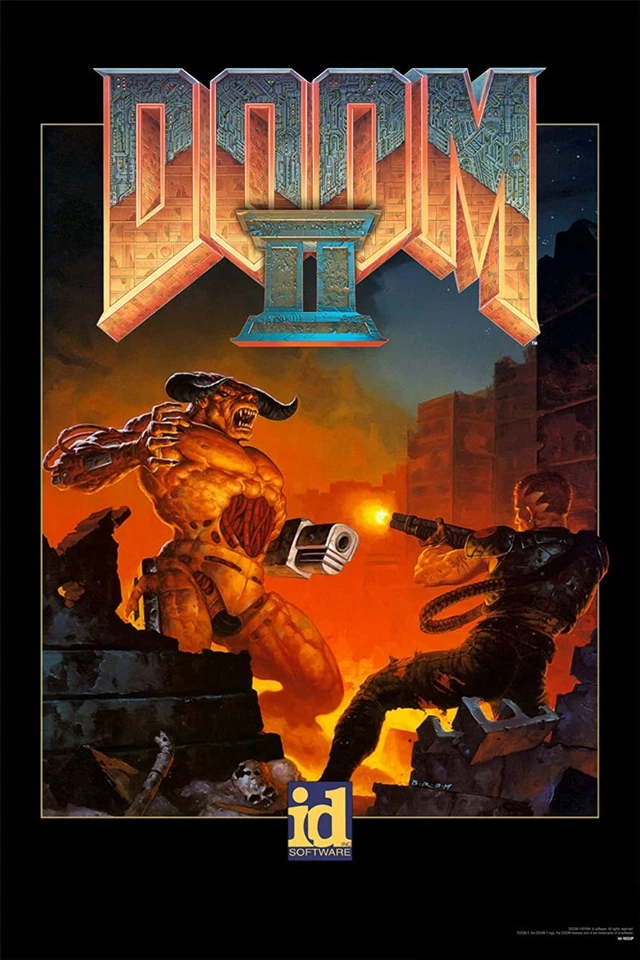 Doom 2 Hell On Earth Video Game Poster Game Art Print id Software Reprint 12x18