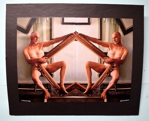 Nude male art model pictures  2 4x6" color,  mixed media, unique, quirky