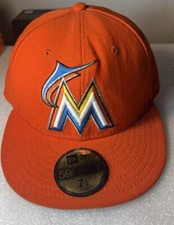 New Era 59Fifty Men's Hat MLB Miami Marlins Orange Low Profile Fitted 5950 Cap