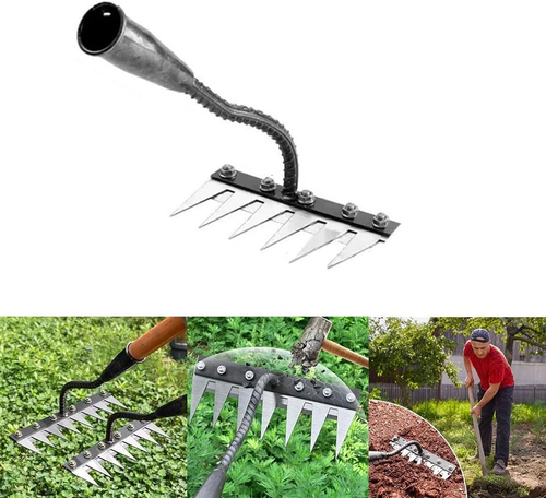 Gardinea Iron Weeding Rake, Garding Iron Rake 2.0, 5/6/7/8 Teeth Carbon Steel Ga
