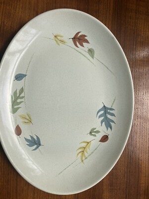 Vintage Franciscan AUTUMN Leaves Oval Serving Platter Dish Plate 1950s MCM 