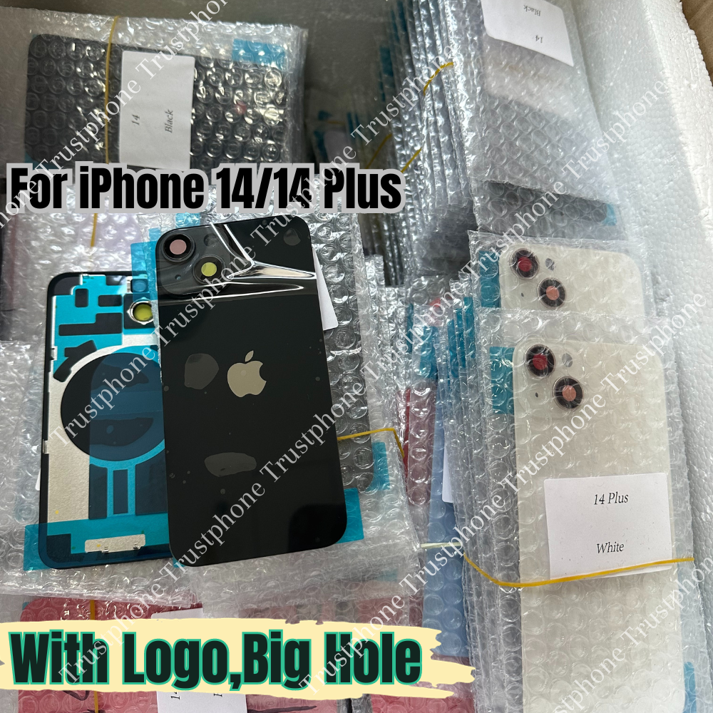 For iPhone 14/iPhone 14 Plus Back Glass Replacement Big Cam Hole Rear Cover Lot