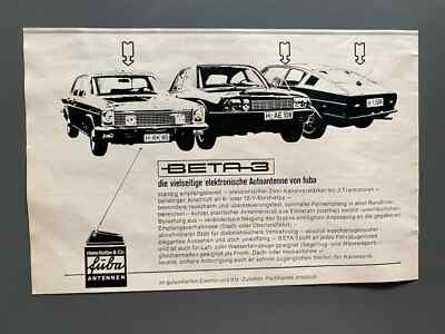 Fuba Antennen Audi 100 Coupe NSU Ro 80 Original 1972 Vintage Advert Werbung